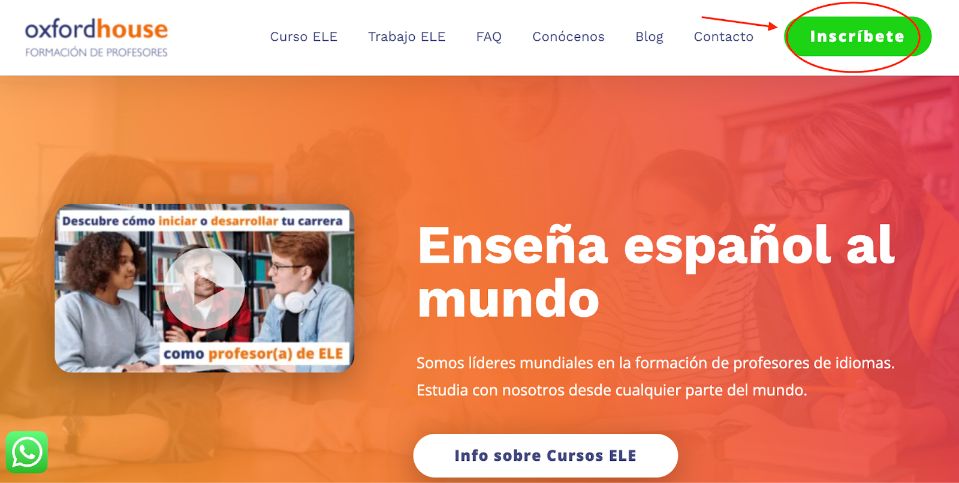 inscribete en el certrificado ELE de oxford house