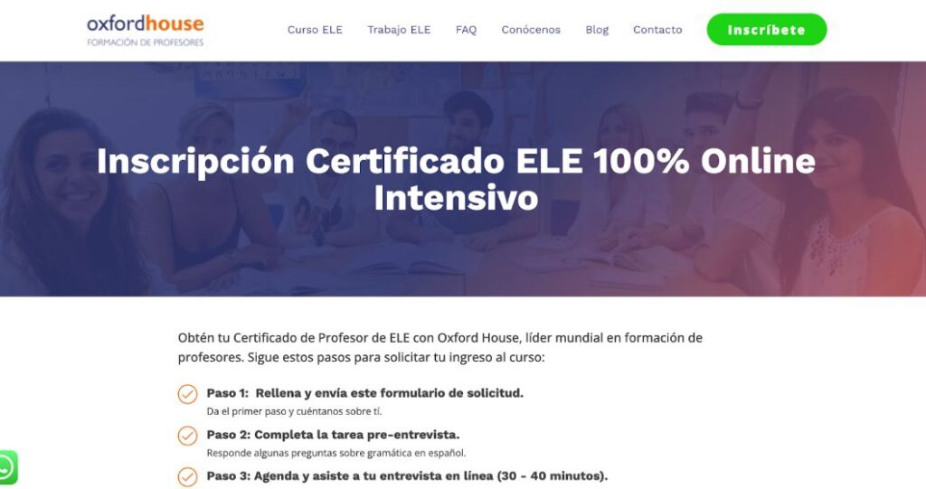 planiflla de inscripción curso certificado ELE