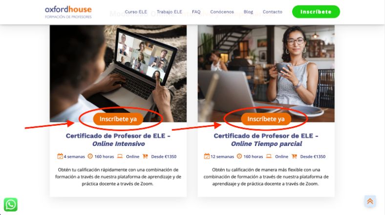selecciona la modalidad del curso ELE